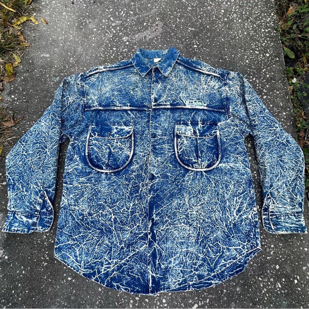 Vintage Acid Washed 80s 90s Button-Front Shirt Size XL
